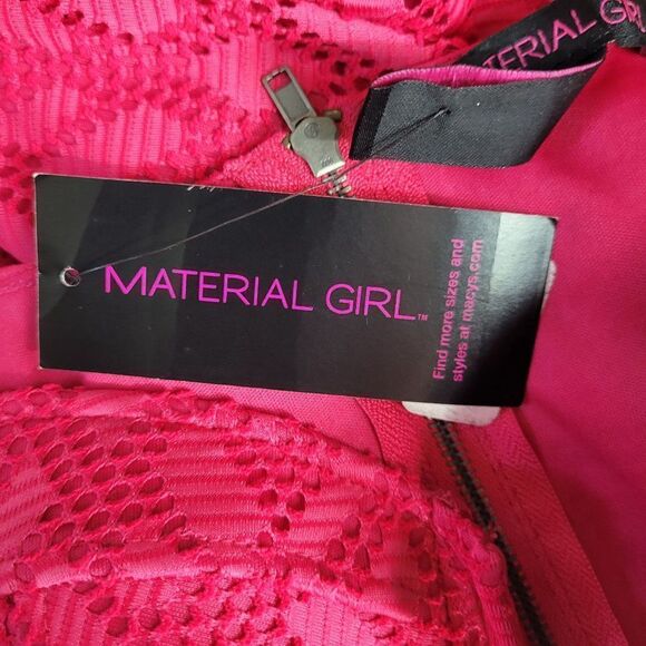 Material Girl Dress Sweetheart Bustier Netted Cutout Mini Fit & Flare Pink M - Picture 15 of 15